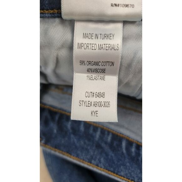 Agolde Kye Mid Rise Straight Crop Jeans Women’s Sz 28 Distressed Hem Blue - Picture 12 of 16